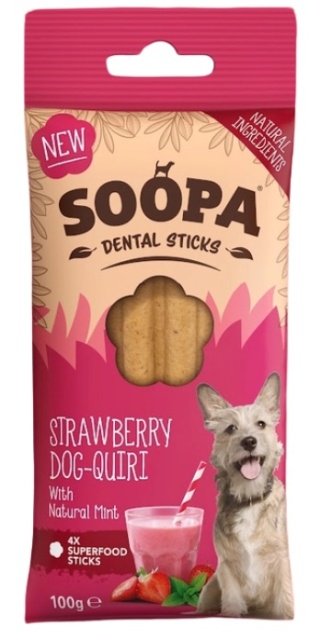 Soopa Dental Stick Strawberry Dog-Quiri Kokos, truskawka i mięta 100g
