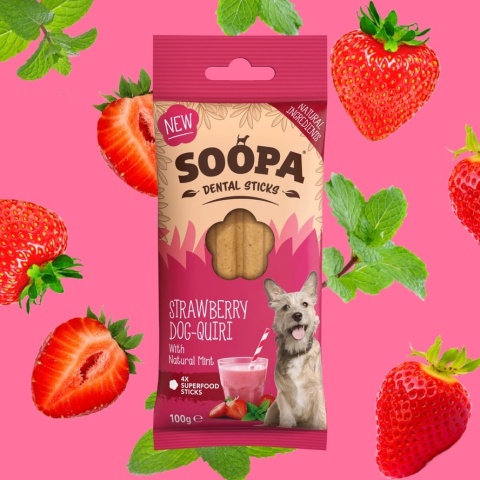 Soopa Dental Stick Strawberry Dog-Quiri Kokos, truskawka i mięta 100g