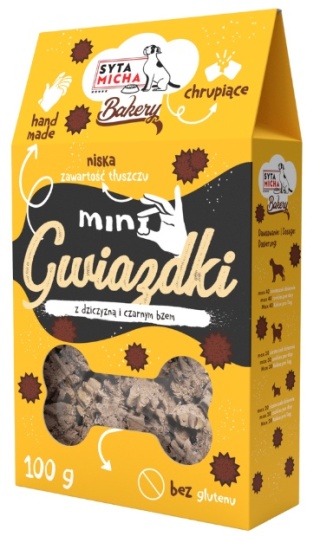 Ciastka dla psa Mini Gwiazdki z dziczyzną i czarnym bzem 100g