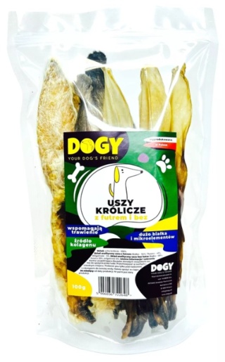 Dogy Uszy królicze z futrem i bez 100g