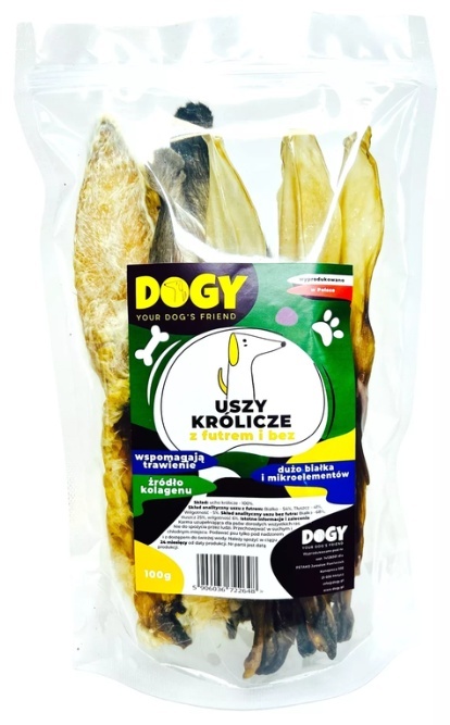 Dogy Uszy królicze z futrem i bez 100g