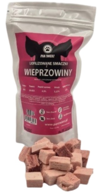 Liofilizowane smaczki dla psa Pan Zwierz Wieprzowina 70g