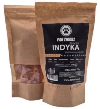 Suszone smaczki dla psa Pan Zwierz Indyk 25g