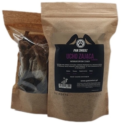 Pan Zwierz Uszy zająca z futrem 20szt