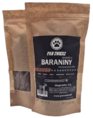 Suszone smaczki dla psa Pan Zwierz Baranina 25g
