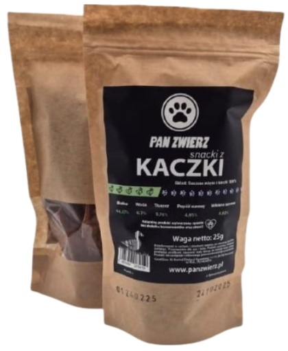 Suszone smaczki dla psa Pan Zwierz Kaczka 25g