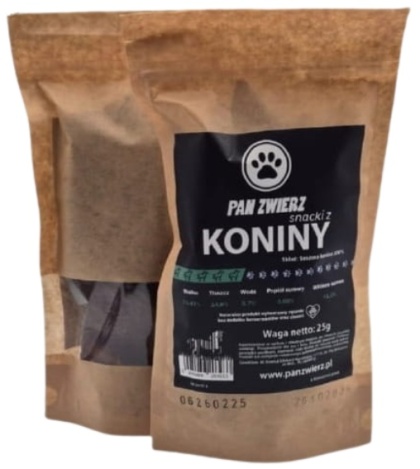 Suszone smaczki dla psa Pan Zwierz Konina 25g