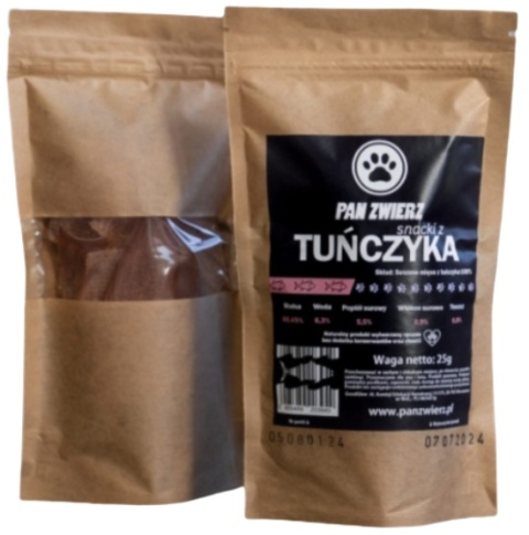 Suszone smaczki dla psa Pan Zwierz Tuńczyk 25g