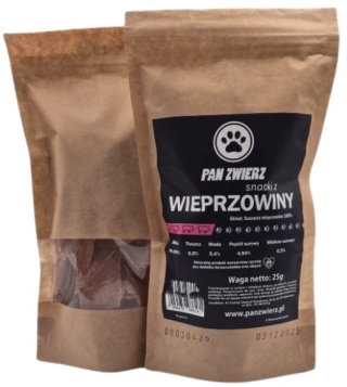 Suszone smaczki dla psa Pan Zwierz Wieprzowina 25g