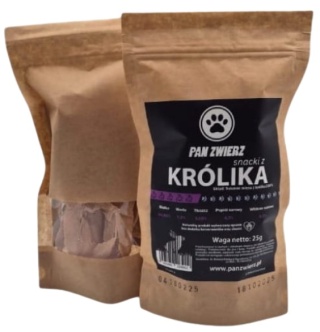 Suszone smaczki dla psa Pan Zwierz Królik 25g