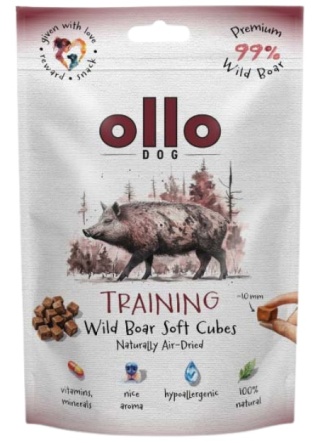 Trenerki dla psa Ollo Air Dried Training Cubes Dzik 80g