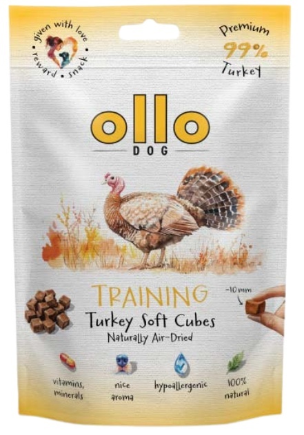 Trenerki dla psa Ollo Air Dried Training Cubes Indyk 80g