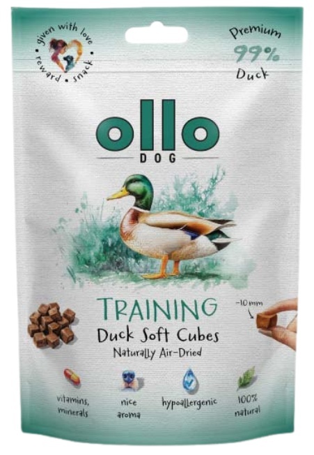 Trenerki dla psa Ollo Air Dried Training Cubes Kaczka 80g