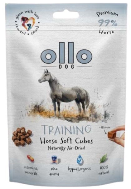 Trenerki dla psa Ollo Air Dried Training Cubes Konina 80g
