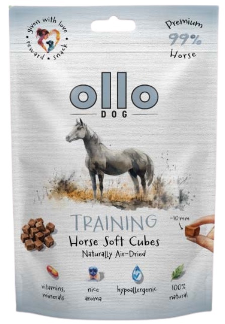 Trenerki dla psa Ollo Air Dried Training Cubes Konina 80g