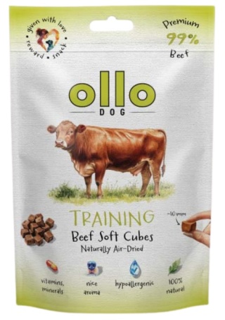 Trenerki dla psa Ollo Air Dried Training Cubes Wołowina 80g