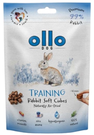 Trenerki dla psa Ollo Air Dried Training Cubes Królik 80g