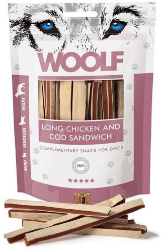 Woolf Chicken and Cod Sandwich Przysmak dla psa z kurczakiem i dorszem 100g