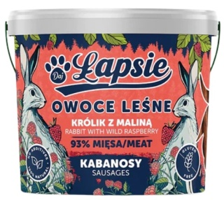 Łapsie Owoce Leśne Kabanosy Królik z malinami 160g