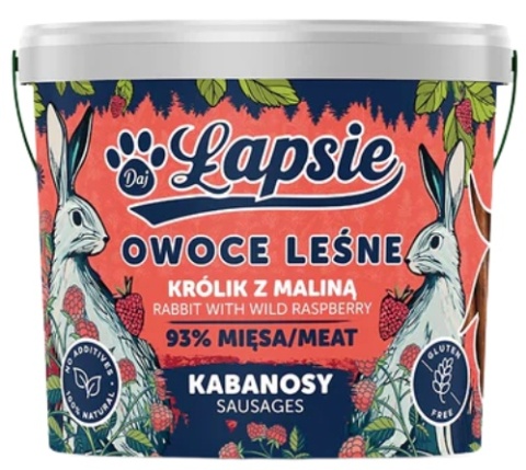 Łapsie Owoce Leśne Kabanosy Królik z malinami 160g