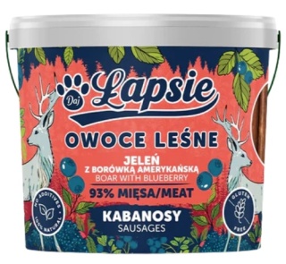 Łapsie Owoce Leśne Kabanosy Jeleń z borówkami 160g