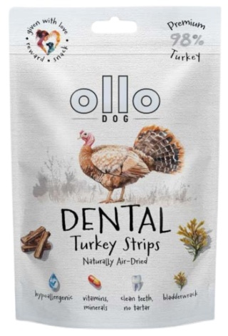 Paski dentystyczne dla psa Ollo Air Dried Dental Turkey Strips 80g