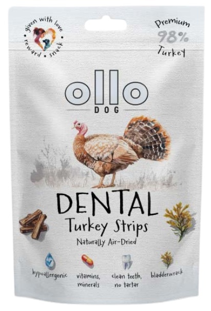 Paski dentystyczne dla psa Ollo Air Dried Dental Turkey Strips 80g