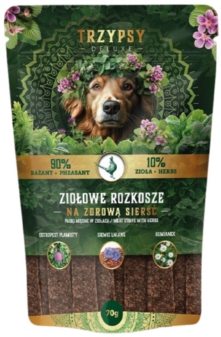 TrzyPsy Ziołowe Rozkosze Na zdrową sierść Paski z bażanta 70g