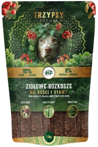 TrzyPsy Ziołowe Rozkosze Na kości i stawy Paski z dzika 70g